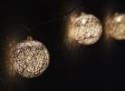 Set of 10 Battery Operated White String Globe LED Patio or Christmas Lights with Timer