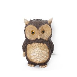 10"" Tree Bark Inspired Horned Owl Outdoor Patio Garden Statue