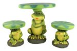 3-Piece Frog with Lily Pad Table & Chair Novelty Garden Patio Furniture Set