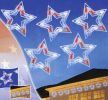 Set of 5 LED Red, White and Blue Patriotic Star Christmas Lights - White Wire