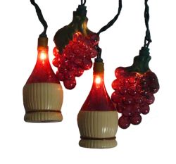 Set of 10 Tuscan Winery Grape & Wine Bottle Patio Christmas Lights -  White Wire