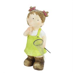 18"" Young Girl Gnome with Butterfly Net Spring Outdoor Garden Patio Figure