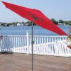9' Outdoor Patio Market Umbrella with Hand Crank and Tilt - Red and Black