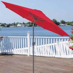 9' Outdoor Patio Market Umbrella with Hand Crank and Tilt - Red and Black