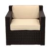 3-Piece Black Resin Wicker Outdoor Patio Furniture Set - Beige Cushions