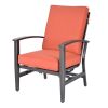 5-Piece Tres Motion Cast Aluminum Patio Chair and Gas Fire Pit Outdoor Furniture Set - Terracotta Cushions