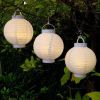 Set of 3 Battery Operated LED Lighted White Fabric Outdoor Garden Patio Chinese Lanterns 8""