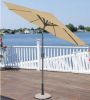 9' Outdoor Patio Market Umbrella with Hand Crank and Tilt - Beige and Black