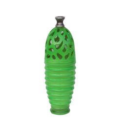 15"" Lime Green and Gray Decorative Outdoor Patio Cutout Vase