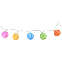 Set of 10 Multi-Color Chinese Lantern Patio & Garden Novelty Christmas Lights -White Wire