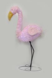 42"" Pre-Lit LED Outdoor Chenille Pink Flamingo Summer Patio Yard Art Decoration