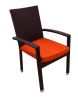 7-Piece Black Resin Wicker Outdoor Furniture Patio Dining Set - Orange Cushions