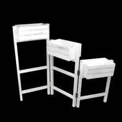 27.25"" Decorative White 3 Tier Hinged Wooden Garden Planter Stand