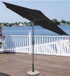 9' Outdoor Patio Market Umbrella with Hand Crank and Tilt - Hunter Green & Black