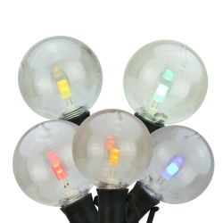 Set of 25 Multi-Color LED G40 Commercial Grade Patio or Christmas Lights 8"" Spacing - Black Wire