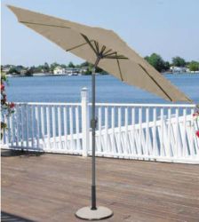 9' Outdoor Patio Market Umbrella with Hand Crank and Tilt - Sage/Brown and Black