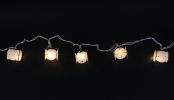 Set of 10 Pearlized White and Black Lantern Party Patio Christmas Lights - White Wire