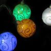 Set of 10 Multi-Color Glitter Swirled Ball Globe Patio Christmas Lights - Green Wire