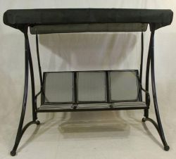 75"" Black and Gray Regina 3-Seater Outdoor Patio Deck Swing