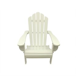 37.5"" White Wood Folding Outdoor Patio Adirondack Chair