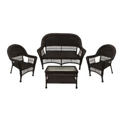 4-Piece Brown Resin Wicker Patio Furniture Set -  2 Chairs, Loveseat & Coffee Table