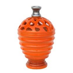 9.5"" Tangerine Orange and Gray Decorative Outdoor Patio Cutout Vase