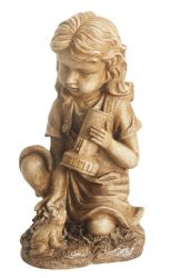 12.25"" Girl with Frog Solar Powered LED Lighted Outdoor Patio Garden Figure