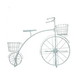 38"" Decorative Distressed Blue Outdoor Patio Garden Bicycle with Planter Baskets