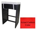 7-Piece Black Resin Wicker Outdoor Furniture Bar Dining Set - Red Cushions