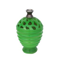 9.5"" Lime Green and Gray Decorative Outdoor Patio Cutout Vase
