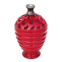 9.5"" Cardinal Red and Gray Decorative Outdoor Patio Cutout Vase