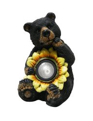 10 inch solar bear with sunflower statue
