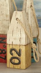 Ceramic rope buoy vase, yellow and off white