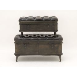 Elegant metal leather nesting bench set of 2