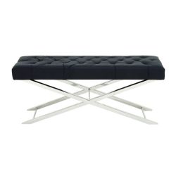 Amazing stainless steel tufted leather bench