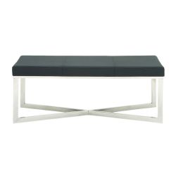 Stunning stainless steel leather bench