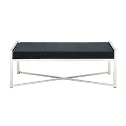 Alluring stainless steel black leather bench