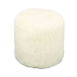 Stylish wood faux fur round ottoman
