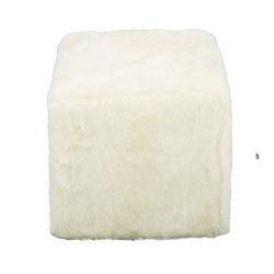 Modish wood faux fur ottoman