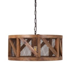 Scintillating kennedy wood and wire pendant light