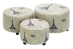 Wood Ottoman Set Of 3 Handcrafted Accent Furniture