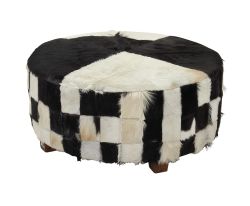 Wood hide large ottoman