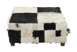 37792 wood hide large square ottoman