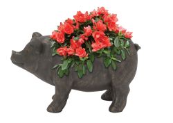 ""Attractive polyresin pig flower pot 18""""w 10""""h""